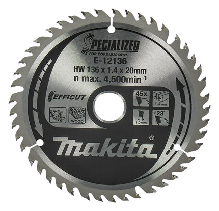 Afbeelding Makita efficut zaagb 136x20x1,4 45t E-12136