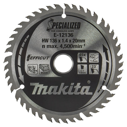 Afbeelding Makita efficut zaagb 136x20x1,4 45t E-12136