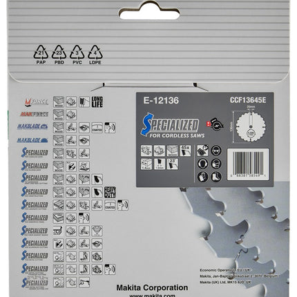 Afbeelding Makita efficut zaagb 136x20x1,4 45t E-12136