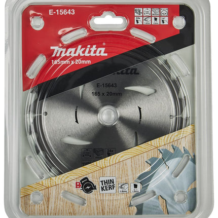 Afbeelding Makita cirkelzaagbl 165x20x1,6 24t E-15643