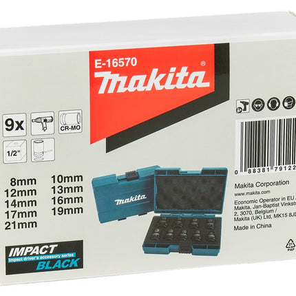 Afbeelding Makita krachtdopset impbl 1/2 9-dlg E-16570