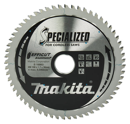Afbeelding Makita hm zaagb 190x30mm 60t 0g alu E-16863