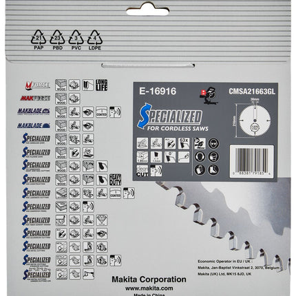 Afbeelding Makita hm zaagb 216x30mm 63t 0g alu E-16916