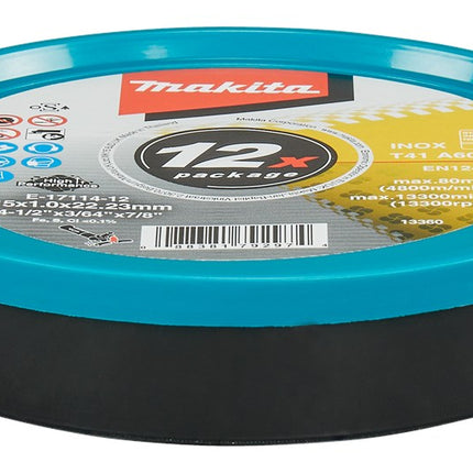Afbeelding Makita doorsl.sch. 115x1,0 rvs 12st E-17114-12