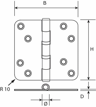 Lijntekening DX kogellagerscharnier