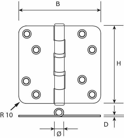 Lijntekening DX kogellagerscharnier