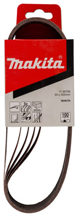 Afbeelding Makita schuurband k100 30x533 red P-36706