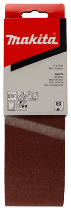 Afbeelding Makita schuurband k80 76x533 red P-37194