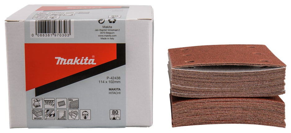Afbeelding Makita schuurvel k80 114x102 red 50 P-42438