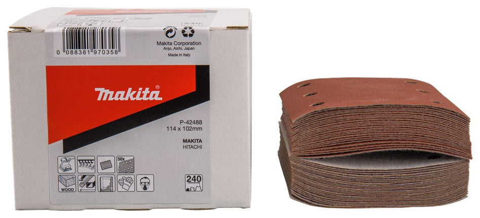 Afbeelding Makita schuurvel k240 114x102 red 50 P-42488