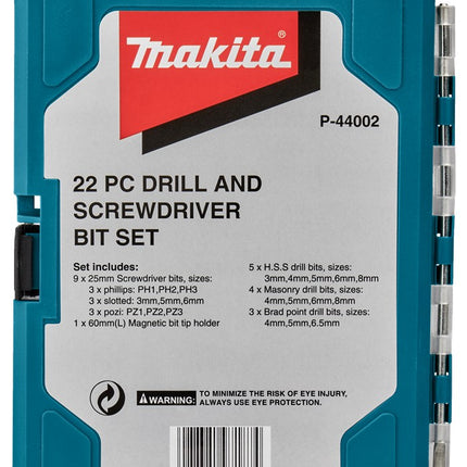 Afbeelding Makita boren/schroefbit set 22-delig P-44002