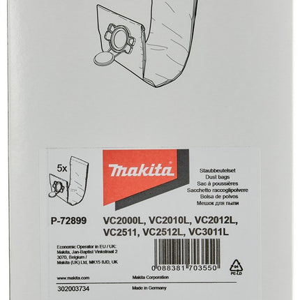 Afbeelding Makita filter stofzak P-72899