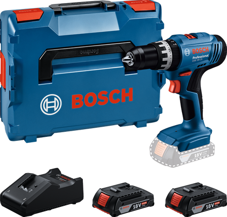 BOSCH GSB 18V-25 KLOPSCHROEFBOORMACHINE L-BOXX - 2X GBA 18V 2,0 AH EN LADER (accu klopboormachine)