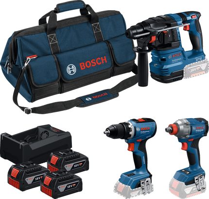 BOSCH 3-TOOLKIT 18V GSR+GDX+GBH (Bosch gereedschapset)