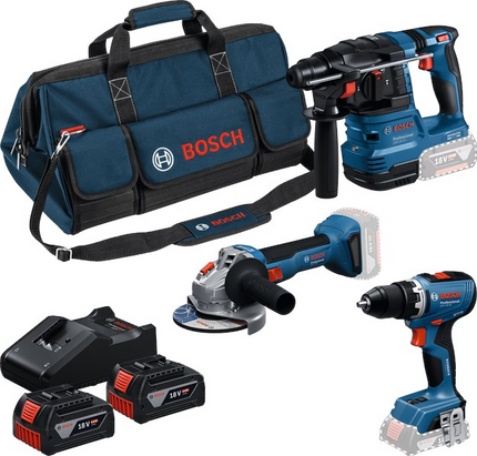 BOSCH 3-TOOLKIT 18V GSR+GWS+GBH (Bosch gereedschapset)