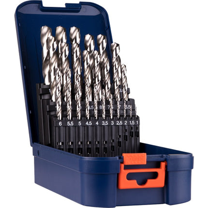HSS-G Spiraalborenset, SILVER-LINE, in ABS-cassette, 25-dlg.