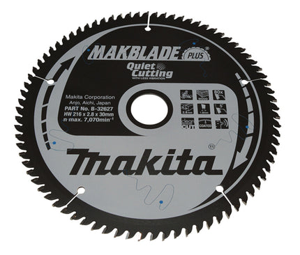 Makita Afkortzaagblad Hout  216x30x2,8mm 80T 5G - B-32627