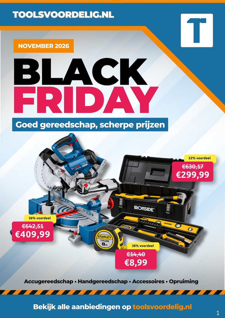 Voorkant Black Friday-folder Toolsvoordelig