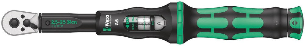 Click-Torque A 5 draaimomentsleutel met omschakelratel, 1/4 duim vierkant, 2.5 - 25 Nm