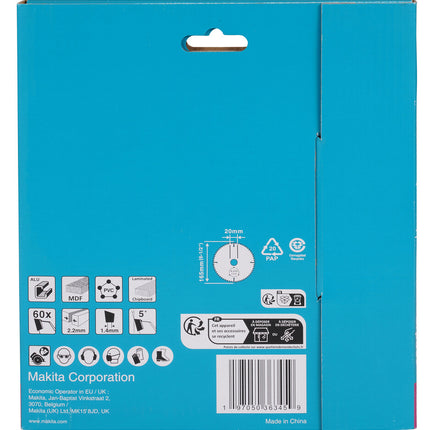 Makita Multizaagblad 165x20mm 60T 5G - D-81206