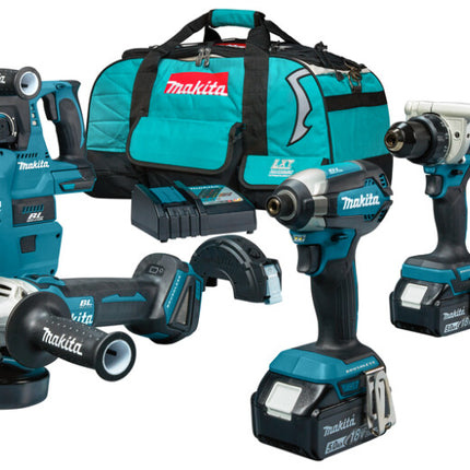 Makita DLX4194TX1 LXT 18V 4-Delige Combiset voor Allround tot Zwaar Boor-, Schroef- en Slijpwerk (Makita gereedschapset)