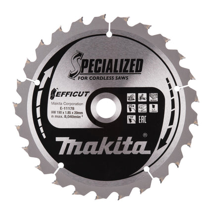 Makita Efficut Afkortzaagblad Hout 190x20x1,85mm 25T 10G - E-11178