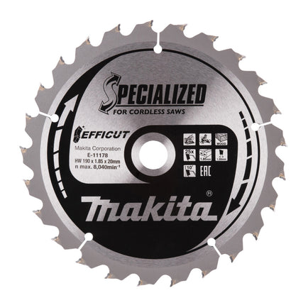 Makita Efficut Afkortzaagblad Hout 190x20x1,85mm 25T 10G - E-11178