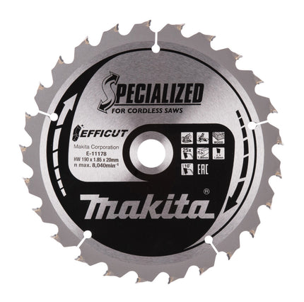 Makita Efficut Afkortzaagblad Hout 190x20x1,85mm 25T 10G - E-11178