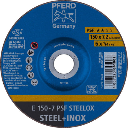 Afbeelding PFERD TOOLS afbraamschijf staal/rvs E PSF STEELOX