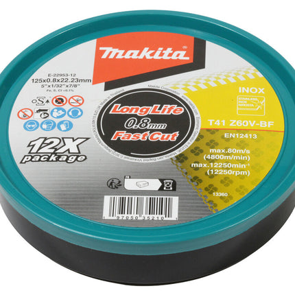 Makita Doorslijpschijf 125x0,8mm RVS 12st - E-22953-12