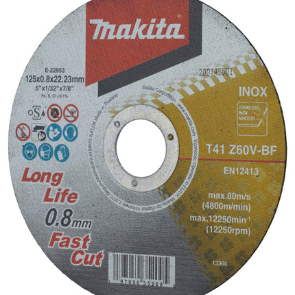 Makita Doorslijpschijf 125x0,8mm RVS 12st - E-22953-12