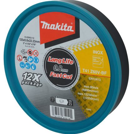 Makita Doorslijpschijf 125x0,8mm RVS 12st - E-22953-12
