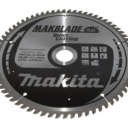 Makita Zaagblad Hout 260x30x2,3mm 70T 5G - B-32530
