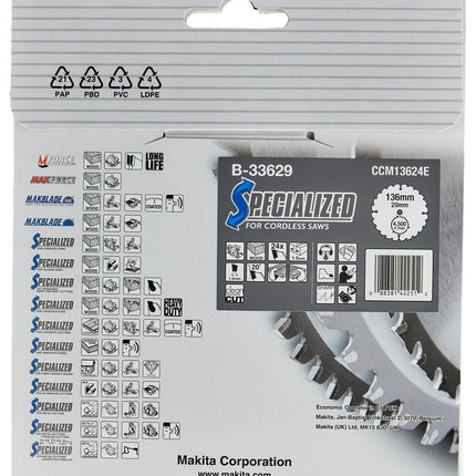 Makita Zaagblad 136X20X1,5 24T 20G - B-33629