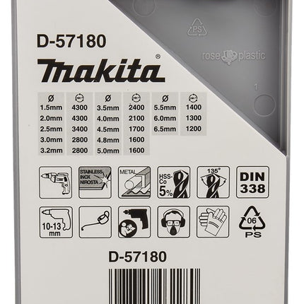 Makita Metaalborenset HSS-Co 13-dlg - D-57180