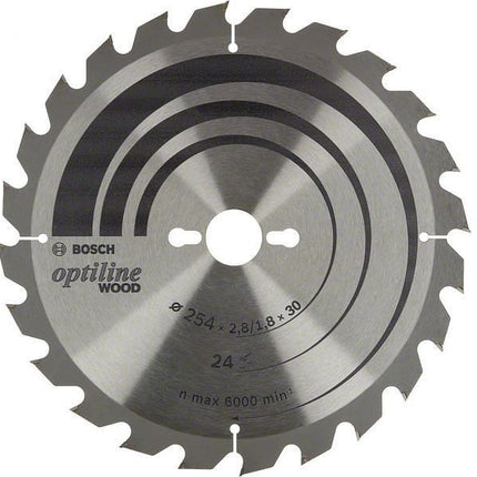 Bosch Cirkelzaagblad Optiline Wood 254X30X2.8/1.8X24T - 2608838412