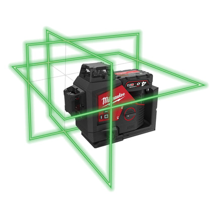 Milwaukee M12™ driedimensionale laser met 3 groene 360° laser cirkels - M12 3PL-0C