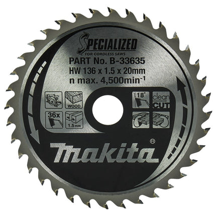 Makita Zaagb 136X20X1,5 36T 18G - B-33635
