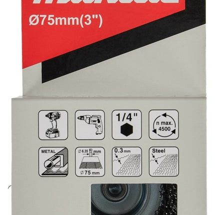 Makita Komborstel Zeskant 1/4"x75mm - D-76445