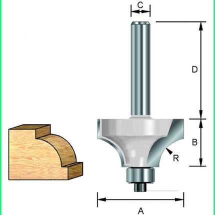 ENT Kwartrondfrees HM R9.5 met lager Kolf 8mm - 7909814