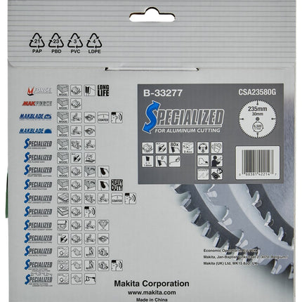 Makita Zaagblad Aluminium 235X30X2,4 80T 0G - B-33277
