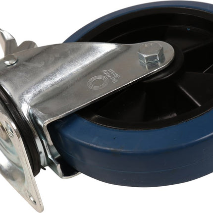 Kelfort Zwenkwiel 200mm Met Rollager + Rem Blauw - 138X109mm Met Plaat - 1519413