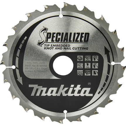 Makita Zaagblad Hout 185x30x2mm 20T 25G - B-33102