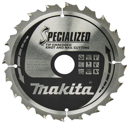 Makita Zaagblad Hout 185x30x2mm 20T 25G - B-33102