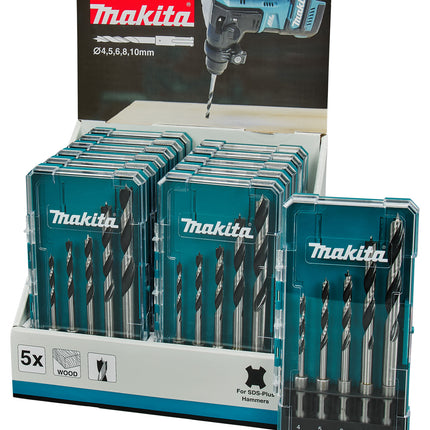 Makita Houtspiraalboorset 5-Delig Display 12St - E-15148-12