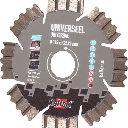 Kelfort Diamantzaagblad 115mm 22.2mm Universeel Premium - 1513816