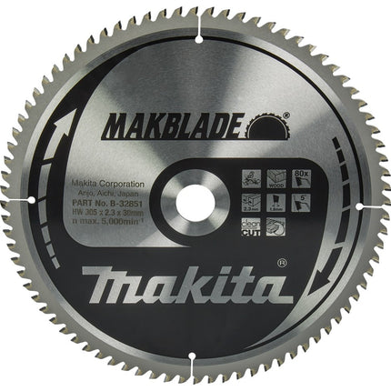 Makita Zaagblad Hout 305x30x2,3mm 80T 5G - B-32851