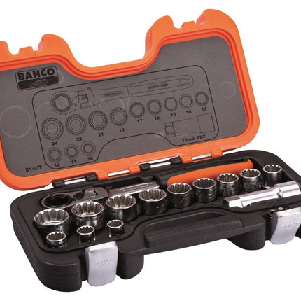 BAHCO Doorsteekdoppenset, scharnierende ratel - 14-delig - koffer - S140T