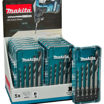 Makita Houtspiraalboorset 5-Delig Display 12St - E-15148-12