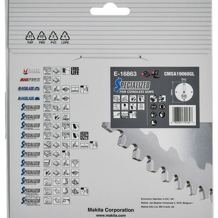 Makita HM Zaagb 190x30mm 60T 0g alu - E-16863